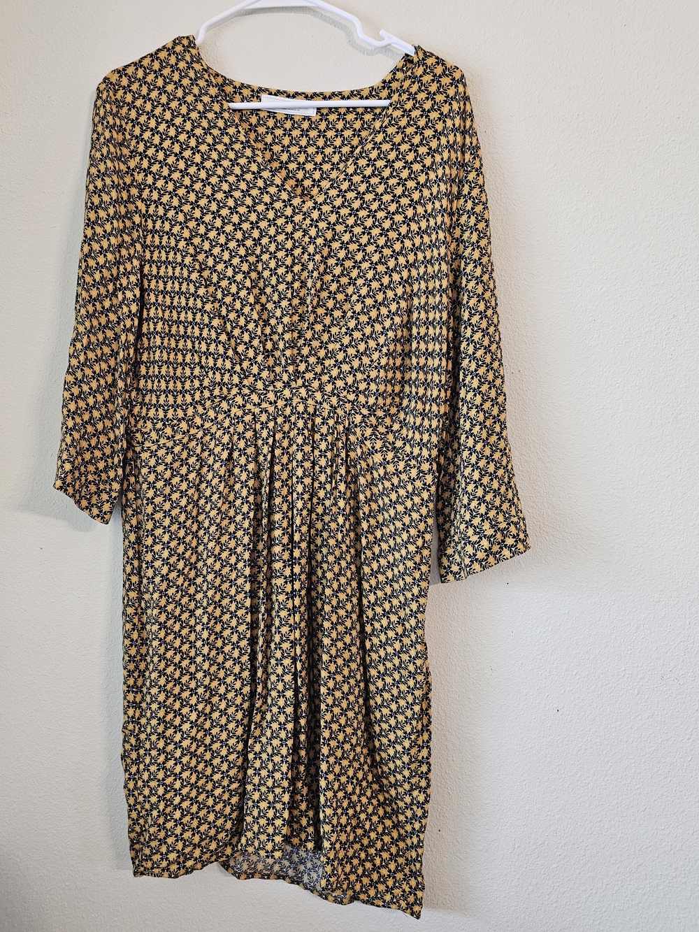Promod Mustard and Black Floral Midi Dress